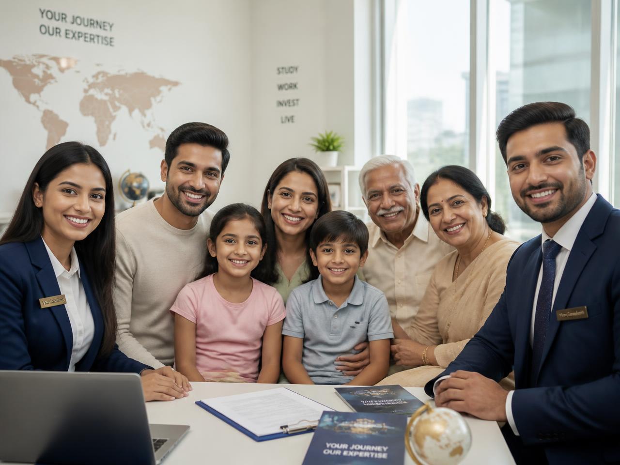Friendship Immigration advisors meeting a family in the office